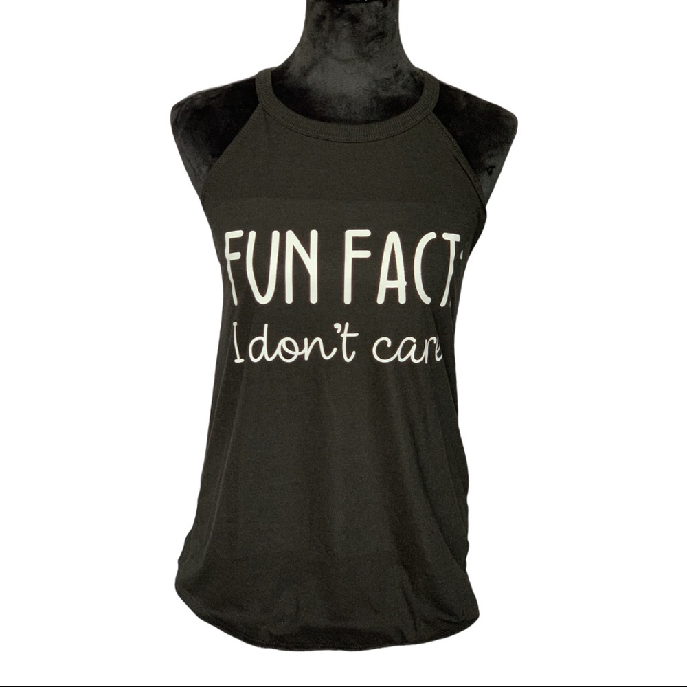 Fun Fact: I Don't Care Graphic Rocker Tank